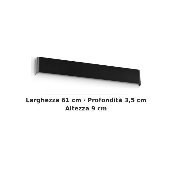 Ideal lux delta applique rettangolare 5 luci g9 61cm per soggiorno moderna nera