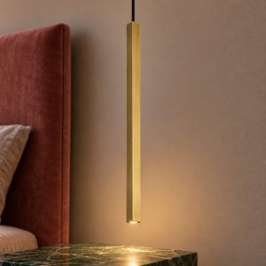 Ideal lux look lampada a sospensione a sezione quadrata led 3,5w 3000k 40cm per cucina ottone