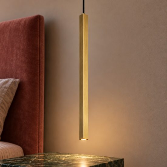 Ideal lux look lampada a sospensione a sezione quadrata led 3,5w 3000k 40cm per cucina ottone