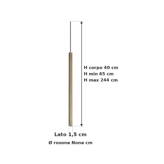 Ideal lux look lampada a sospensione a sezione quadrata led 3,5w 3000k 40cm per cucina ottone