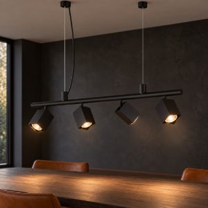 Ideal lux dynamite lampadario lineare con 4 faretti a sezione quadrata 76cm nero