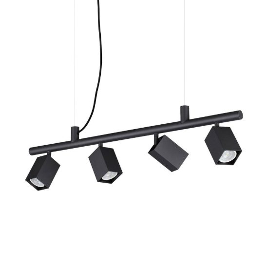Ideal lux dynamite lampadario lineare con 4 faretti a sezione quadrata 76cm nero