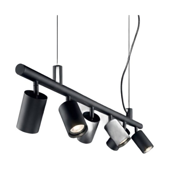 Ideal lux dynamite lampadario lineare con 4 faretti a sezione quadrata 76cm nero