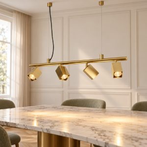 Ideal lux dynamite lampadario lineare con 4 faretti a sezione quadrata 76cm ottone