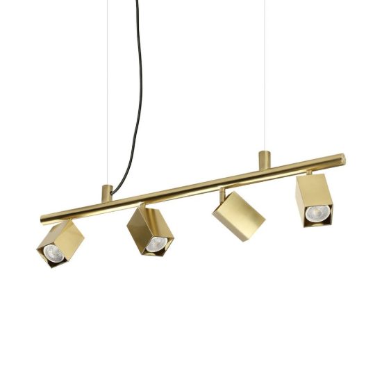 Ideal lux dynamite lampadario lineare con 4 faretti a sezione quadrata 76cm ottone
