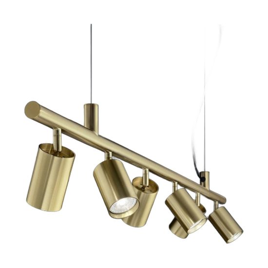 Ideal lux dynamite lampadario lineare con 4 faretti a sezione quadrata 76cm ottone
