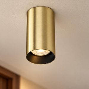 Ideal lux look faretto da soffitto cilindrico gu10 10cm per corridoio ottone