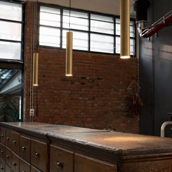 Ideal lux look lampada a sospensione cilindrica gu10 25cm ø4 per cucina ottone
