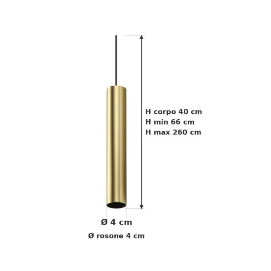 Ideal lux look lampada a sospensione cilindrica gu10 40cm per cucina ottone