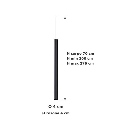 Ideal lux look lampada a sospensione cilindrica gu10 70cm ø4 per cucina nera