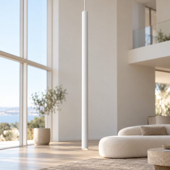Ideal lux look lampada a sospensione cilindrica gu10 100cm ø6 per cucina bianca