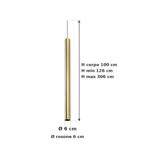 Ideal lux look lampada a sospensione cilindrica gu10 100cm per cucina ottone