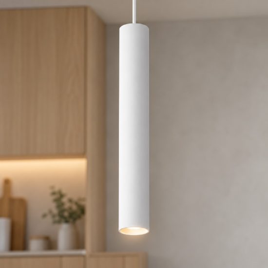 Ideal lux look lampada a sospensione cilindrica gu10 25cm ø6 per cucina bianca