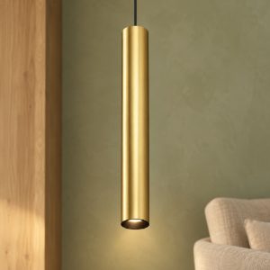 Ideal lux look lampada a sospensione cilindrica gu10 25cm ø6 per cucina ottone
