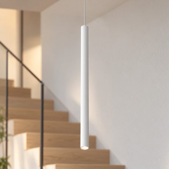 Ideal lux look lampada a sospensione cilindrica gu10 70cm ø6 per cucina bianca