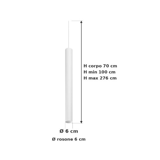 Ideal lux look lampada a sospensione cilindrica gu10 70cm ø6 per cucina bianca