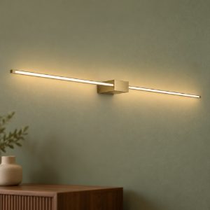 Ideal lux essence applique lineare a sezione quadrata led 19w 3000k 115cm per soggiorno ottone