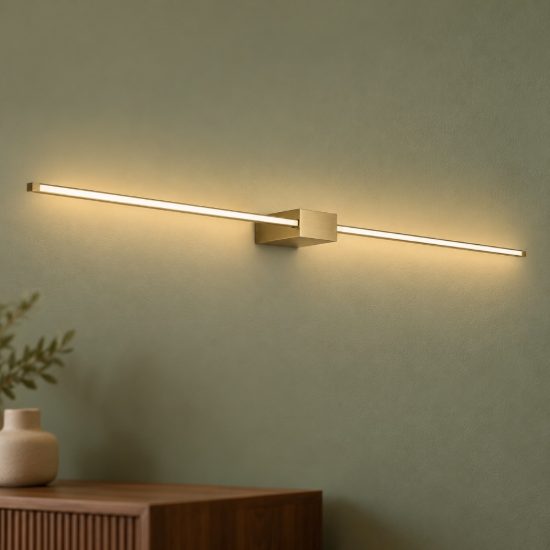 Ideal lux essence applique lineare a sezione quadrata led 19w 3000k 115cm per soggiorno ottone