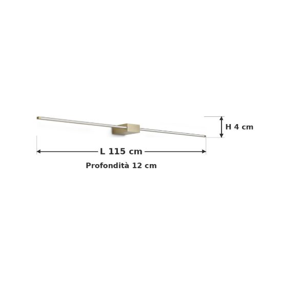 Ideal lux essence applique lineare a sezione quadrata led 19w 3000k 115cm per soggiorno ottone
