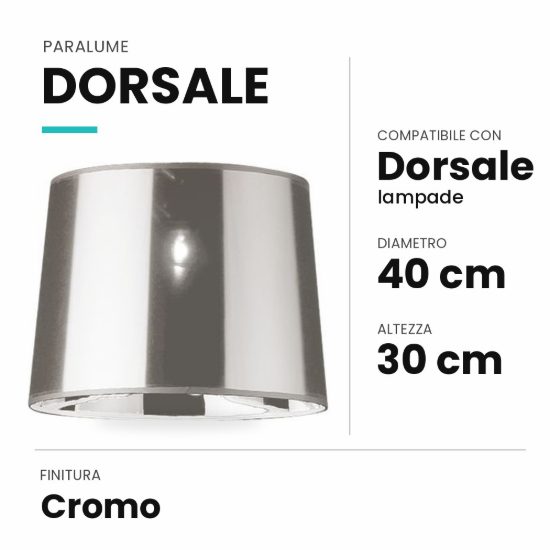 Ideal lux dorsale paralume in lamina di pvc cromata 40x30cm cromo