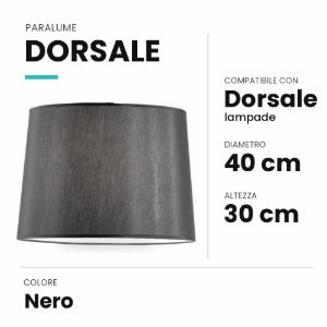 Ideal lux dorsale paralume rivestito in tessuto 40x30cm nero