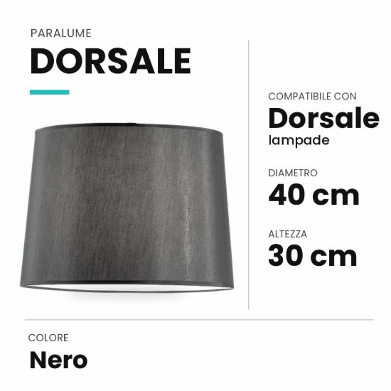 Ideal lux dorsale paralume rivestito in tessuto 40x30cm nero