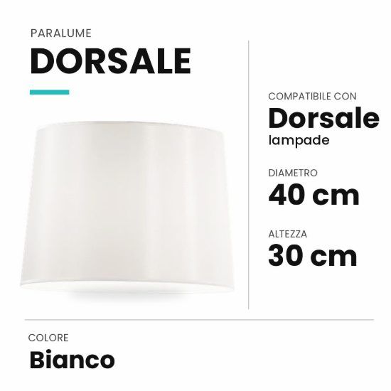 Ideal lux dorsale paralume rivestito in tessuto 40x30cm bianco