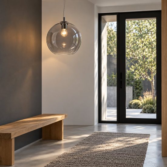 Ideal lux nemo lampada a sospensione con sfera in vetro e27 40cm per ingresso moderna fumè