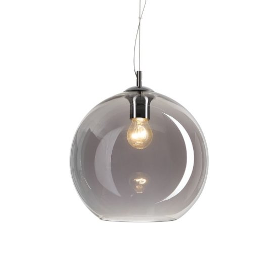 Ideal lux nemo lampada a sospensione con sfera in vetro e27 40cm per ingresso moderna fumè