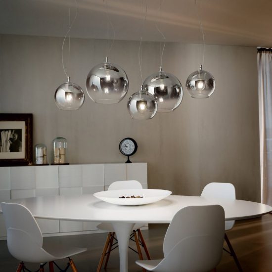 Ideal lux nemo lampada a sospensione con sfera in vetro e27 40cm per ingresso moderna fumè