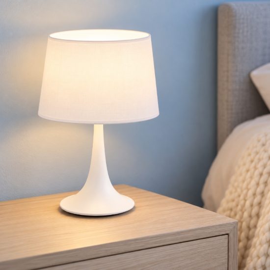 Ideal lux london tl1 small abat-jour da comodino e27 36,5cm per camera da letto moderna bianca