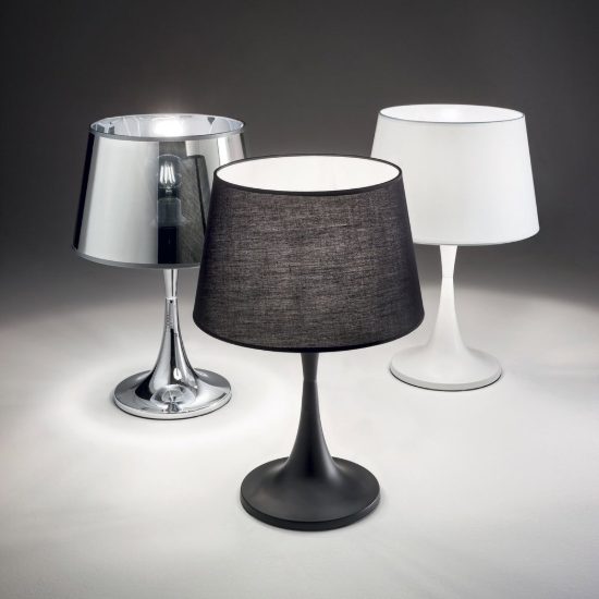 Ideal lux london tl1 small abat-jour da comodino e27 36,5cm per camera da letto moderna nera