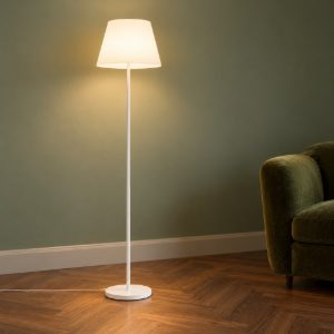 Ideal lux cylinder piantana 2 luci e27 175cm per soggiorno moderna bianca con diffusore in vetro