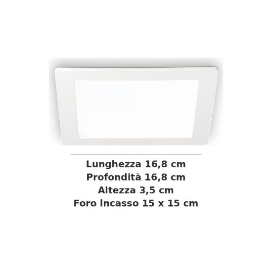 Ideal lux groove faretto da incasso per cartongesso led 20w 3000k foro 15x15cm quadrato bianco