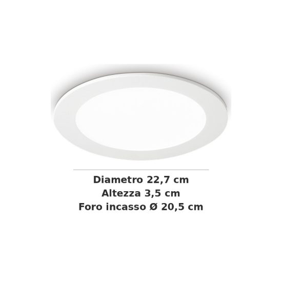 Ideal lux groove faretto da incasso per cartongesso led 30w 3000k foro 20,5cm rotondo bianco