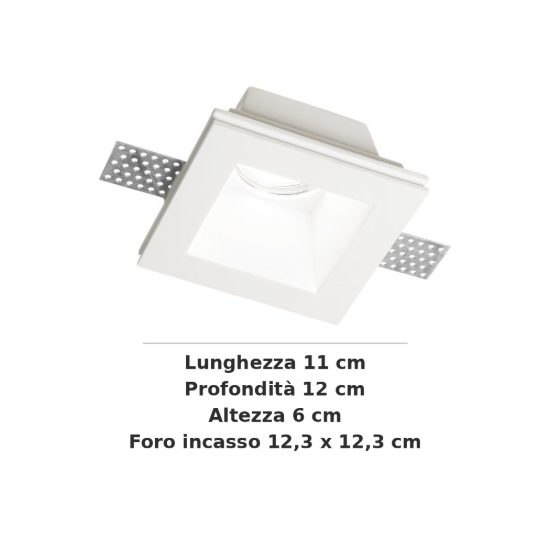 Ideal lux samba faretto da incasso per cartongesso gu10 foro 12,3x12,3cm rettangolare bianco