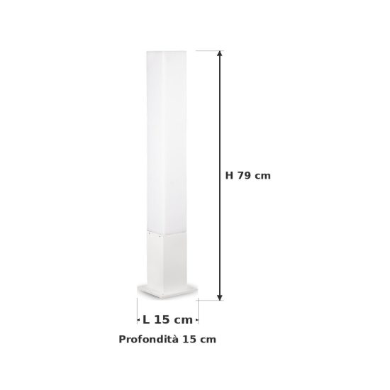 Ideal lux edo paletto da esterno giardino gx53 79cm a sezione quadrata moderno bianco