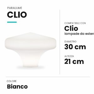 Ideal lux clio paralume in materiale plastico 30x21cm per lampade da esterno bianco