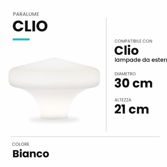 Ideal lux clio paralume in materiale plastico 30x21cm per lampade da esterno bianco