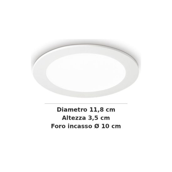 Ideal lux groove faretto da incasso per cartongesso led 10w 4000k foro 10cm rotondo bianco