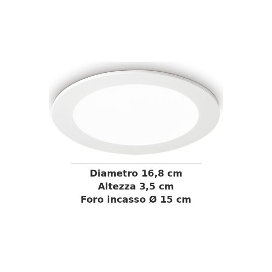 Ideal lux groove faretto da incasso per cartongesso led 20w 4000k foro 15cm rotondo bianco
