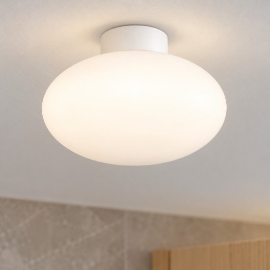 Ideal lux clio mpl1 plafoniera e27 per bagno moderna bianca ip44