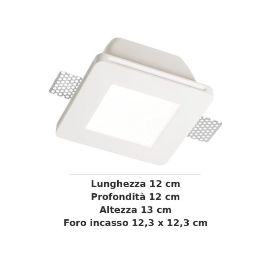 Ideal lux samba faretto da incasso per cartongesso gu10 foro 12,3x12,3cm quadrato bianco