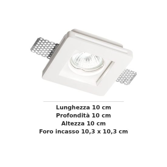 Ideal lux samba faretto da incasso per cartongesso gu10 foro 10,3x10,3cm quadrato bianco
