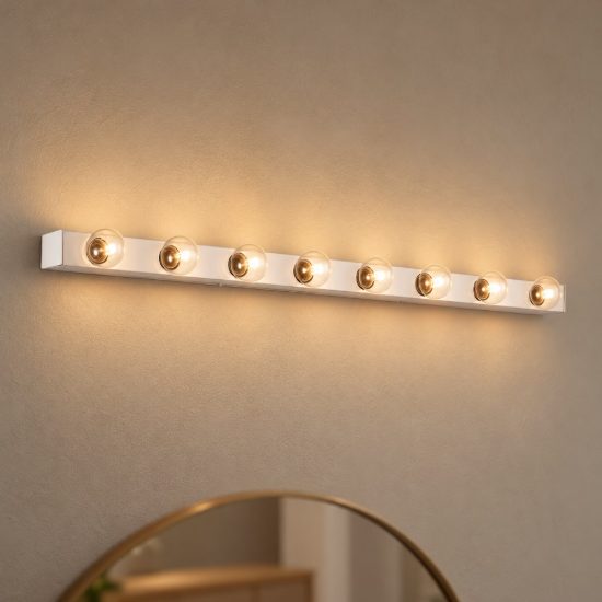 Ideal lux prive' applique lineare 8 luci e14 80,5cm per soggiorno moderna bianca
