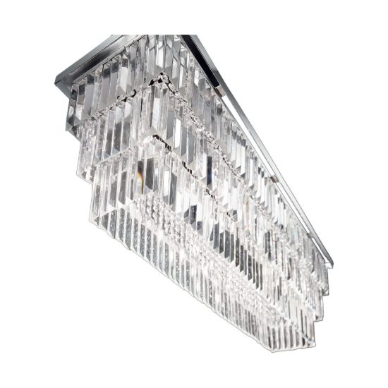 Ideal lux martinez lampadario 8 luci e14 103cm per sala da pranzo classico cromo con pendenti