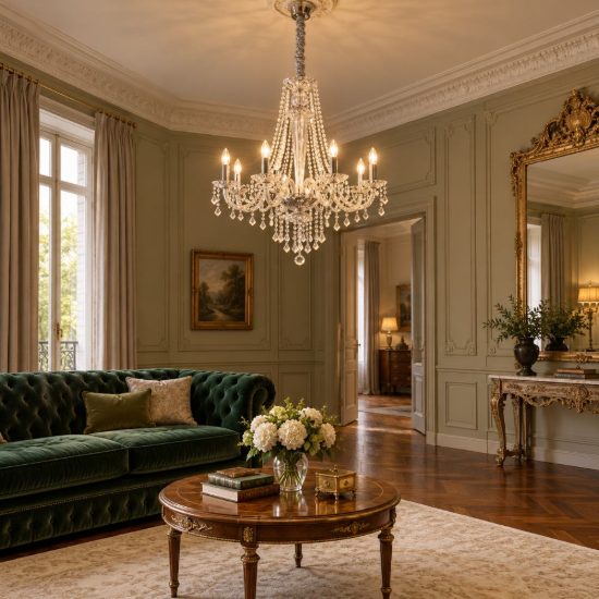 Ideal lux amadeus lampadario 8 luci e14 80cm per salotto classico trasparente con pendenti