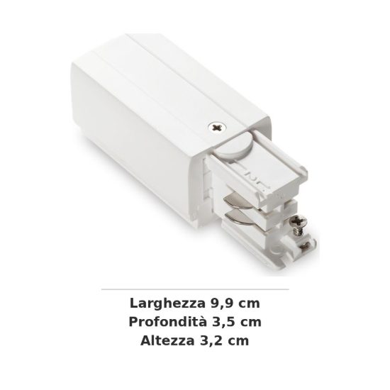 Ideal lux link testata di alimentazione sinistra per binario trifase da superficie on-off bianca