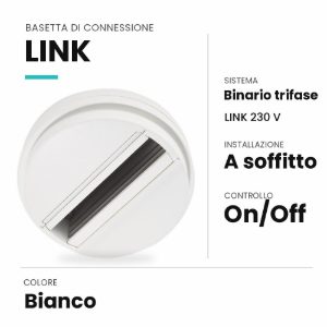 Ideal lux link basetta di connessione a soffitto per faretti trifase on-off bianca