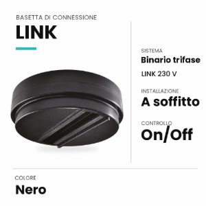 Ideal lux link basetta di connessione a soffitto per faretti trifase on-off nera